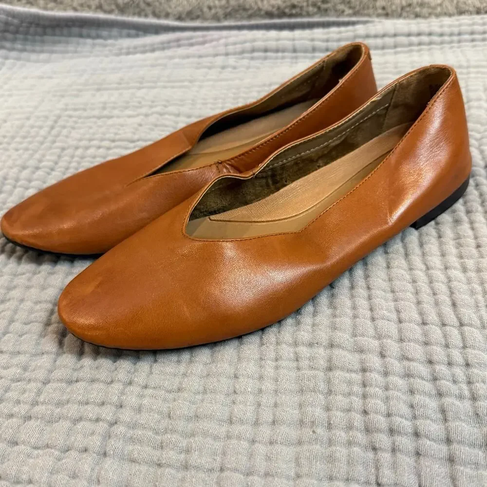 Aerosoles Camel Brown Leather Front Runner Flats Size 6.5